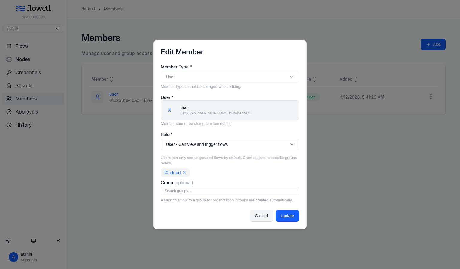 Edit Member - Group Access