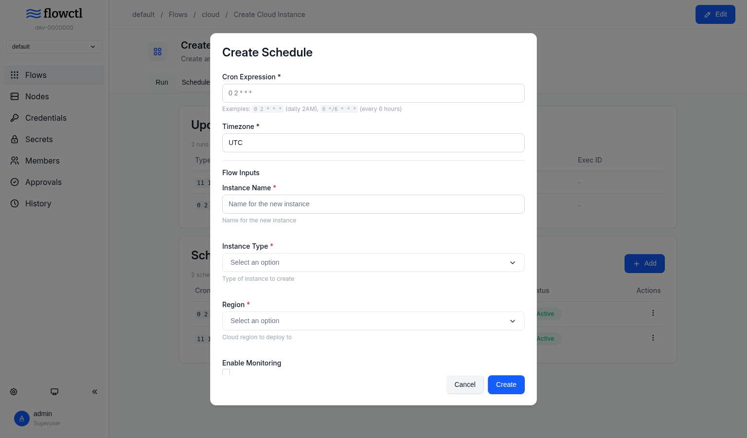 Schedule Inputs
